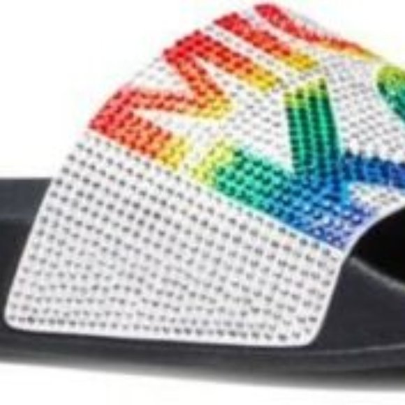 Michael Kors Gilmore Slides White Rainbow Crystals - Picture 4 of 10